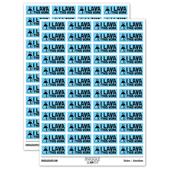 I Lava Love This Work Volcano Teacher Student School Sticker Set - Light Blue - Gloss Finish - 1.25" Mini