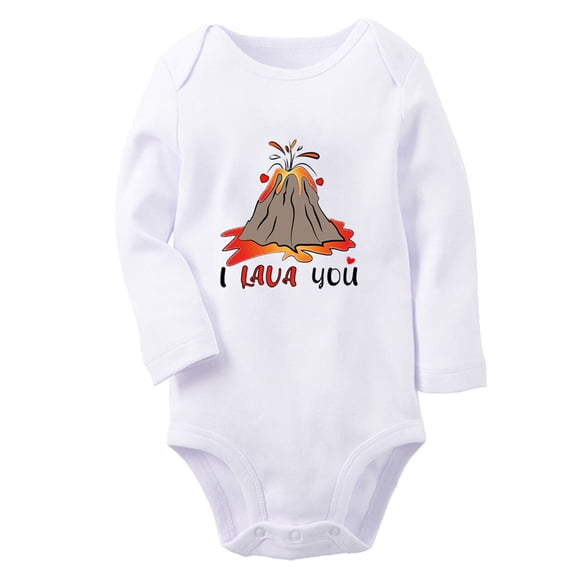 I Lava You Funny Rompers, Newborn Baby Unisex Bodysuits, Infant Jumpsuits, Toddler 0-12 Months Kids Long Sleeves Oufits (White, 0-6 Months)