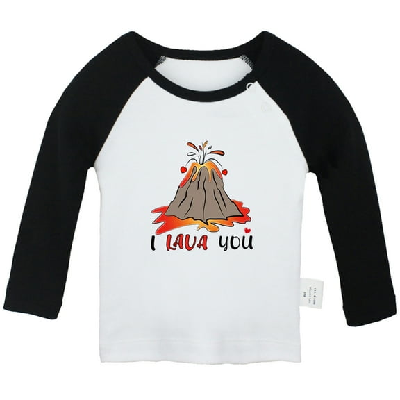 I Lava You Funny T shirt For Baby, Newborn Babies T-shirts, Infant Tops, 0-24M Kids Graphic Tees Clothing (Long Black Raglan T-shirt, 12-18 Months)