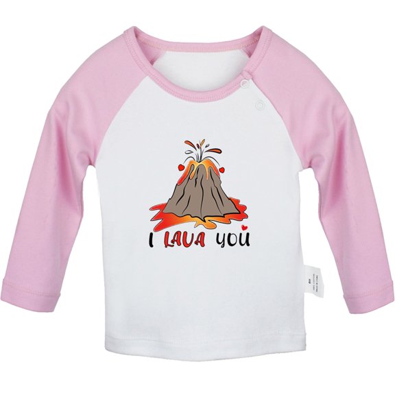 I Lava You Funny T shirt For Baby, Newborn Babies T-shirts, Infant Tops, 0-24M Kids Graphic Tees Clothing (Long Pink Raglan T-shirt, 12-18 Months)
