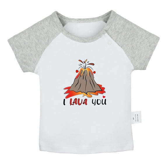 I Lava You Funny T shirt For Baby, Newborn Babies T-shirts, Infant Tops, 0-24M Kids Graphic Tees Clothing (Short Gray Raglan T-shirt, 12-18 Months)