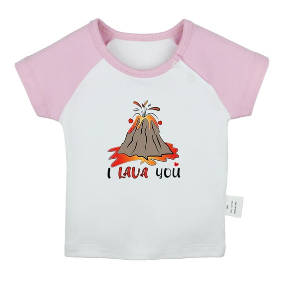 I Lava You Funny T shirt For Baby, Newborn Babies T-shirts, Infant Tops, 0-24M Kids Graphic Tees Clothing (Short Pink Raglan T-shirt, 0-6 Months)