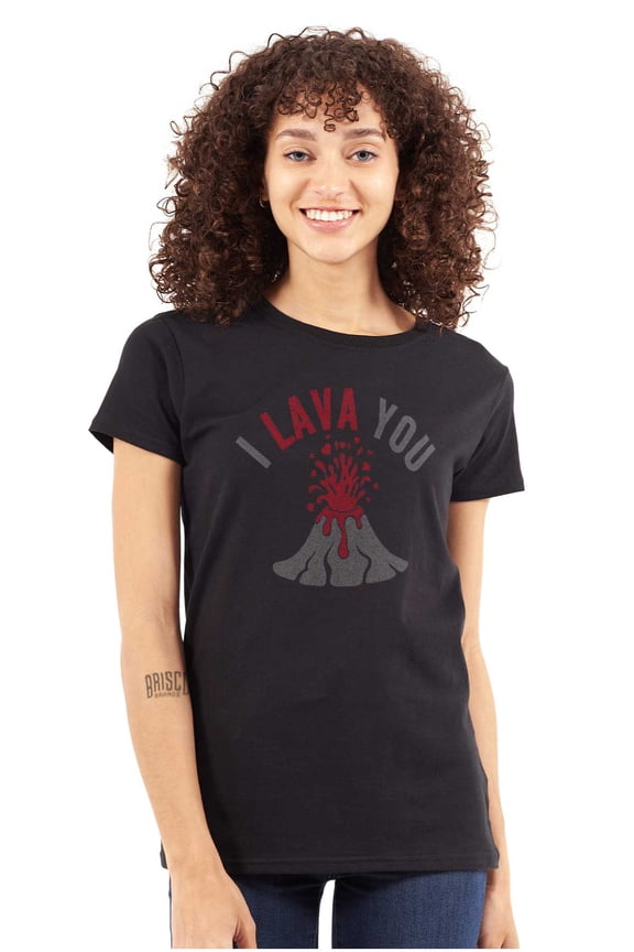 I Lava You Valentines Day Love Pun Womens Slim Fit Graphic Tee Brisco Brands L