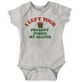 thumbnail image 1 of I Left Your Present Inside My Diaper Romper Boys or Girls Infant Baby Brisco Brands 12M, 1 of 6