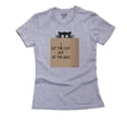 thumbnail image 1 of I Let the Cat Out of the Bag - Cute Kitty in Paper Bag Women's Cotton Grey T-Shirt, 1 of 2