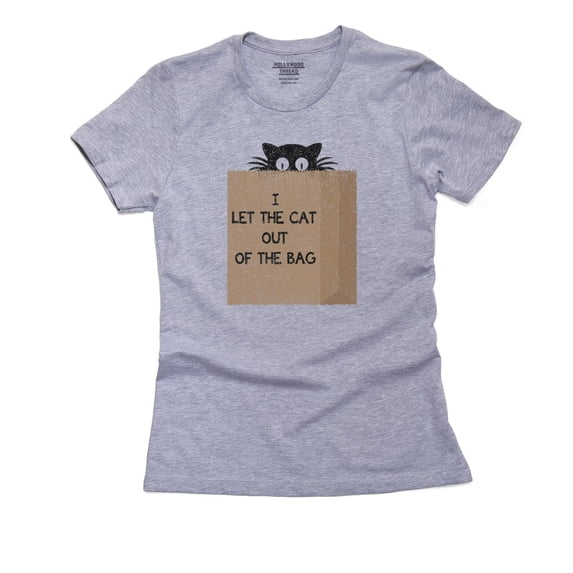 I Let the Cat Out of the Bag - Cute Kitty in Paper Bag Women's Cotton Grey T-Shirt
