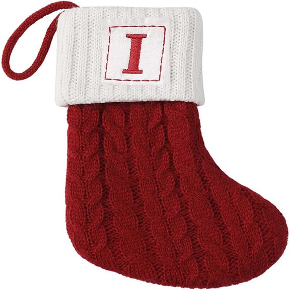 I Letter I Initial Alphabet Christmas Stockings 7Inch Personalised For Family Party Decor 1-Piece 100% Polyester Soft Stocking Hanging Ornament