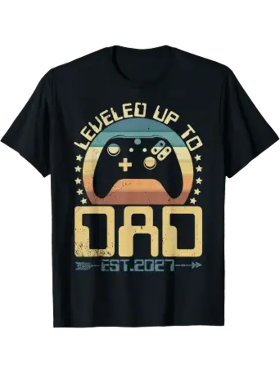 I Leveled Up to Dad 2027 Promoted to Daddy Soon to Be Father T-Shirt