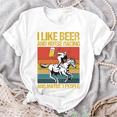 thumbnail image 1 of I Like Beer And Horse Racing And Maybe 14 People Retro Graphic Print T Shirt Summer Women'S Casual Short Sleeve Shirts Tee, 1 of 5