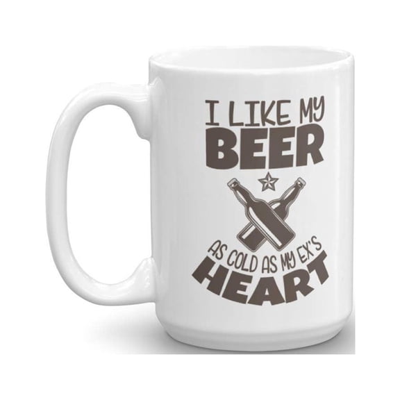 I Like My Beer As Cold As My Ex's Heart Funny Drinker's Prayer With Graphic Bottles Coffee & Tea Gift Mug, Accessories, Party Decorations & Beer Lovers Themed Gifts For Drinker Men & Women (15oz)