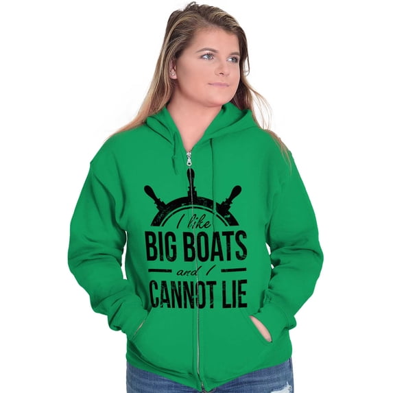 I Like Big Boats and I Cannot Lie Zip Up Hoodie Men's Women's Brisco Brands M