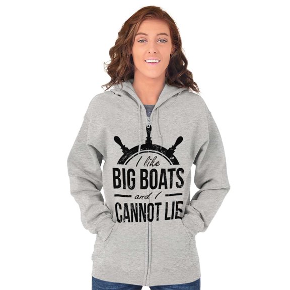 I Like Big Boats and I Cannot Lie Zip Up Hoodie Men's Women's Brisco Brands X