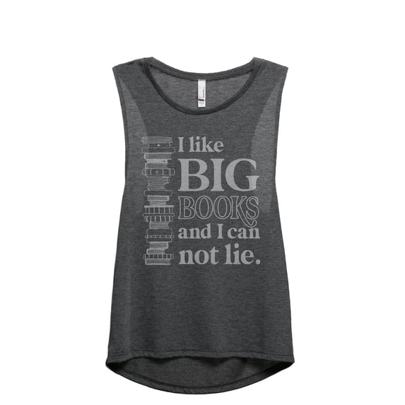 I Like Big Books And I Can Not Lie Women's Fashion Sleeveless Muscle Workout Yoga Tank Top Charcoal Grey Large