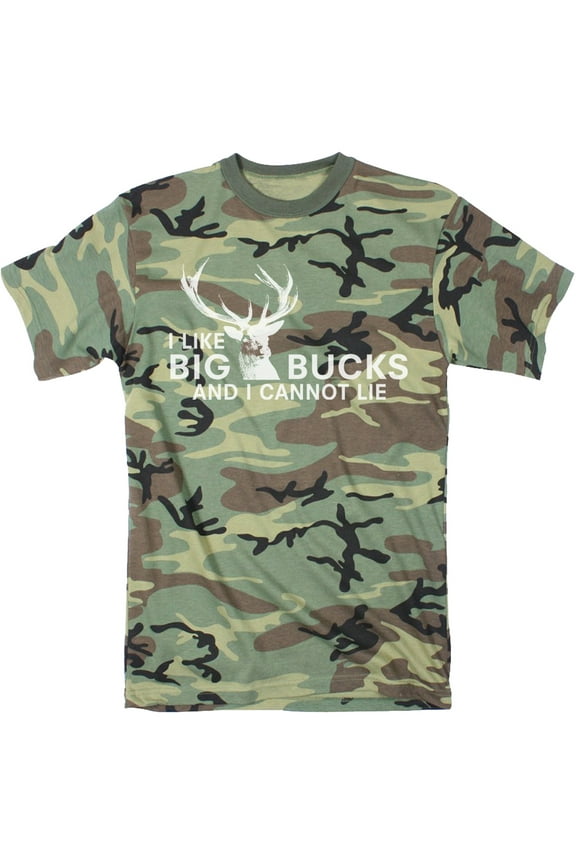 I Like Big Bucks and I Cannot Lie Youth Camo T Shirt Funny Hunting Tee