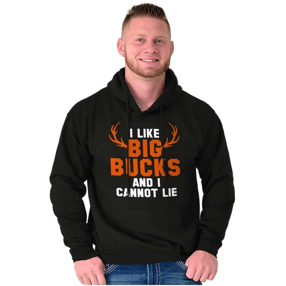 I Like Big Bucks Funny Hunting Men's Big & Tall Graphic Hoodie Brisco Brands 3X