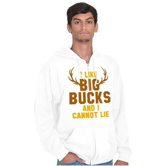 I Like Big Bucks Funny Hunting Men's Big & Tall Graphic Zip Up Hoodie Brisco Brands 2X