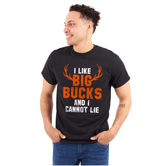 I Like Big Bucks Funny Hunting Men's Big & Tall Crewneck Graphic Tee Brisco Brands 2X