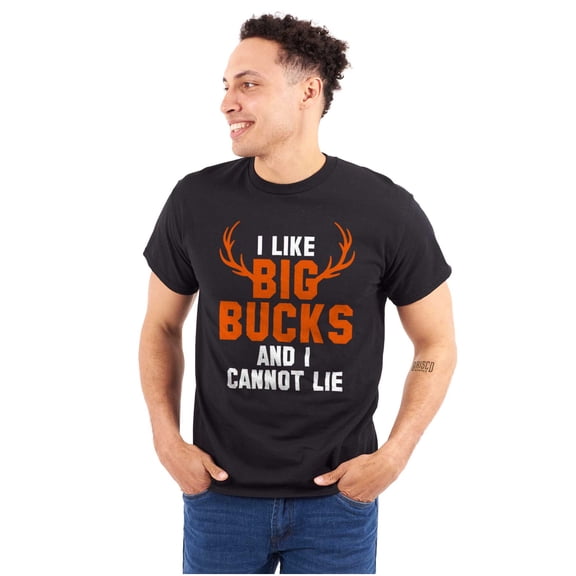 I Like Big Bucks Funny Hunting Men's Big & Tall Crewneck Graphic Tee Brisco Brands 3X