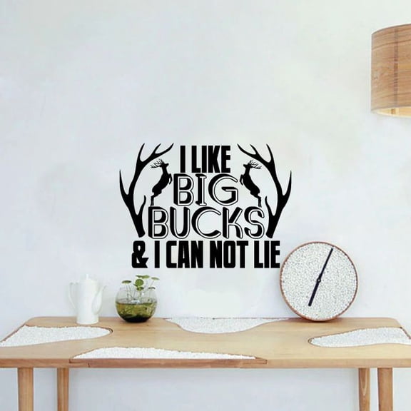 I Like Big Bucks Hunting Quote Hunter Huntsman Hunt Forest Animal Quotes Wall Decal Wall Sticker Vinyl Art Mural for Girls / Boys Outdoor Home Room Walls Bedroom House Decor Decoration (8x10 inch)