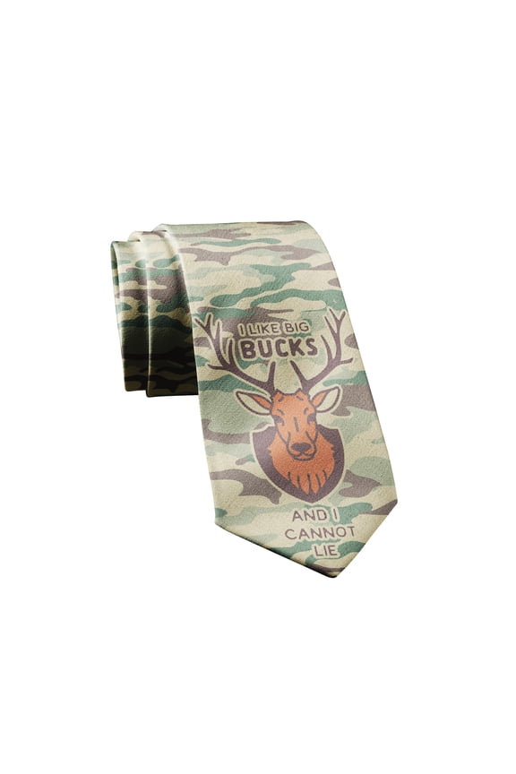 I Like Big Bucks and I Cannot Lie Necktie Funny Neckties for Men Hunting Tie for Guys Hunter Novelty Ties