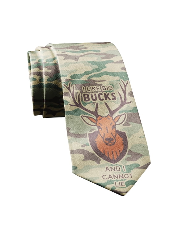 I Like Big Bucks and I Cannot Lie Necktie Funny Neckties for Men Hunting Tie for Guys Hunter Novelty Ties