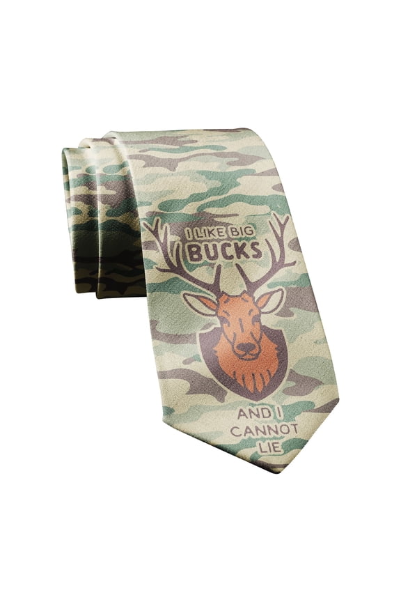 I Like Big Bucks and I Cannot Lie Necktie Funny Neckties for Men Hunting Tie for Guys Hunter Novelty Ties