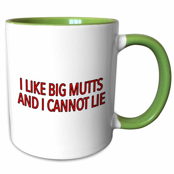 3drose, I like Big Mutts and I Cannot Lie Red, 15oz Two-tone Green Mug