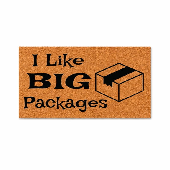 I Like Big Packages, Box Icon - Brown Coir PVC Outdoor Doormat (12x26 inches) 4649
