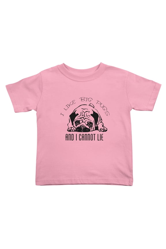 I Like Big Pugs and I Cannot Lie Funny Toddler T-Shirts for Boys Girls (Pink, Youth L)