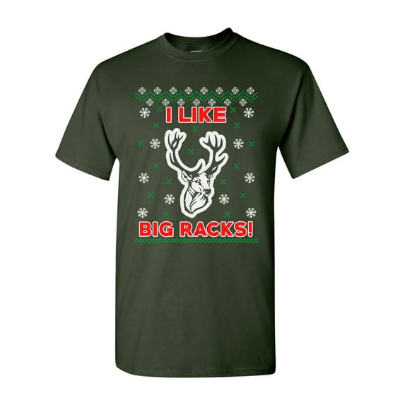 I Like Big Racks Reindeer Antlers Ugly Christmas Funny DT Adult T-Shirt Tee