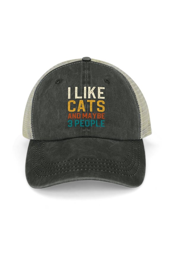 I Like Cats And Coffee And Maybe 3 People Black Hat Adjustable Funny Fashion Unisex Baseball Cap for Men Women