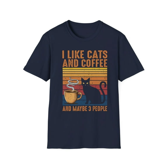 I Like Cats And Coffee And Maybe 3 People Retro Cat Lover T-Shirt