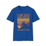 I Like Cats And Coffee And Maybe 3 People Retro Cat Lover T-Shirt