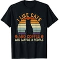 thumbnail image 1 of I Like Cats And Coffee And Maybe 3 People Sarcastic T-ShirtMen and women, White Black T-shirt, size: Extra large S-970XL, 1 of 4