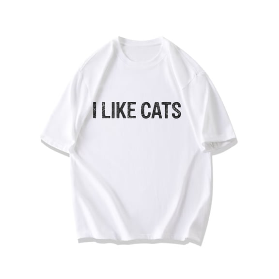 I Like Cats Black T Shirt With White Text For Casual Wear