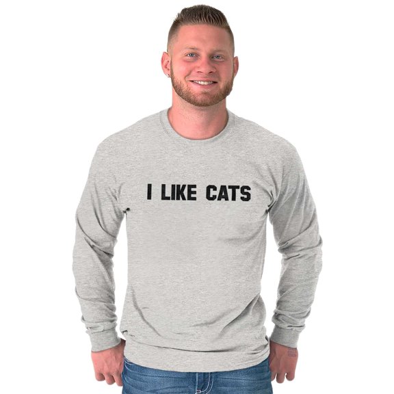 I Like Cats Funny Feline Pet Lovers Plus Size Long Sleeve Graphic Tee Shirt Brisco Brands 3X