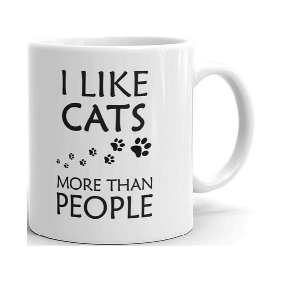 I Like Cats More Than People Funny Coffee Tea Ceramic Mug Office Work CupGift 11 oz
