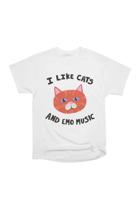 I Like Cats and Emo Music Orange T-Shirt Tee Gift For Him Merch For Her Apparel For Friend