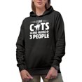 thumbnail image 1 of I Like Cats and Maybe 3 People - Cat Lover or Fur Parent Introvert, Black Hooded Sweatshirt or Hoodie, Medium, 1 of 5