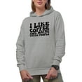 thumbnail image 1 of I Like Coffee and Maybe Three People, Groovy Retro Wavy Text Merch Gift, Heather Grey Hooded Sweatshirt or Hoodie, Small, 1 of 5
