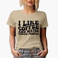 thumbnail image 1 of I Like Coffee and Maybe Three People, Groovy Retro Wavy Text Merch Gift, Tan T-Shirt, XL, 1 of 5