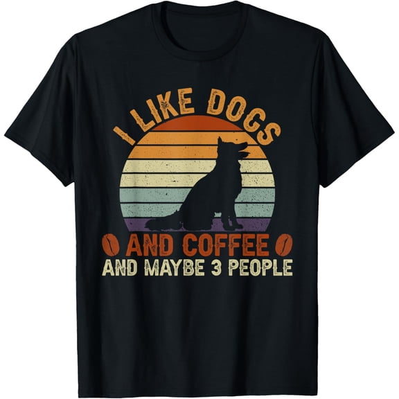 I Like Dogs And Coffee And Maybe 3 People T-ShirtMen and women, White Black T-shirt, size: Extra large S-987XL