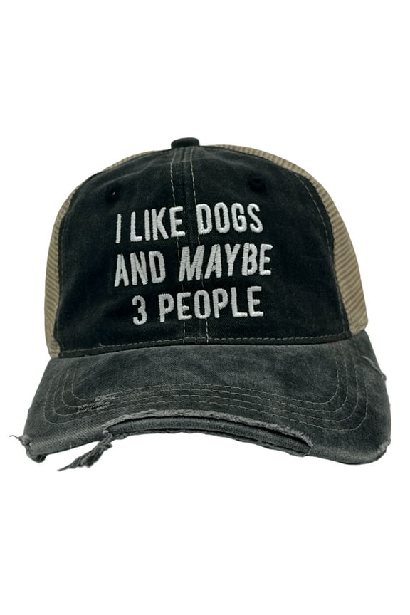 I Like Dogs and Maybe 3 People Hat Funny Anti Social Pet Puppy Animal Lover Trucker Cap