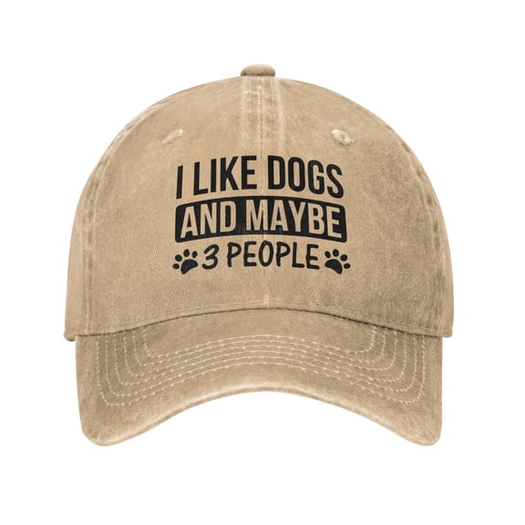 I Like Dogs And Maybe 3 People Logo Unisex Adult Washed Denim Cotton Sport Outdoor Baseball Cap Adjustable Cowboy Baseball Hat