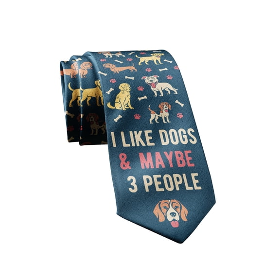 I Like Dogs and Maybe 3 People Necktie Funny Neckties for Men Cool Dog Tie Mens Funny Ties