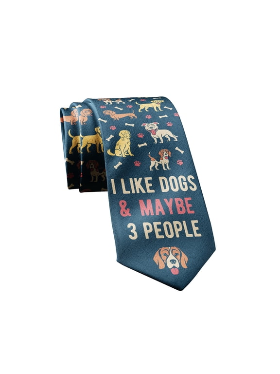 I Like Dogs and Maybe 3 People Necktie Funny Neckties for Men Cool Dog Tie Mens Funny Ties