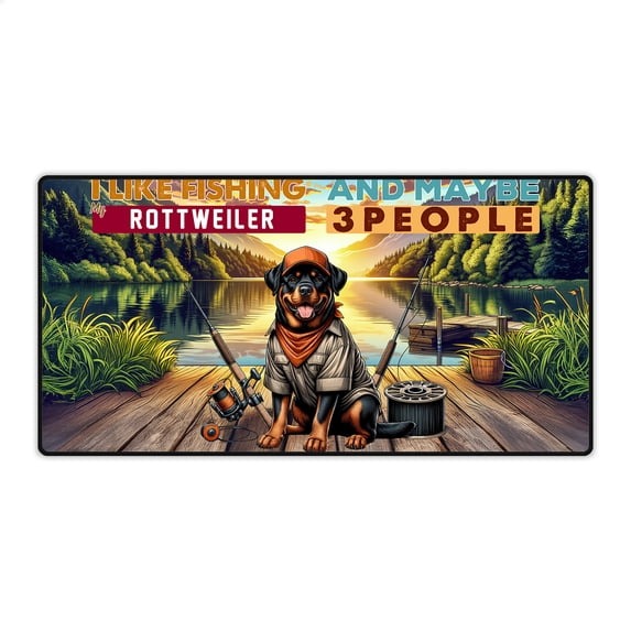I Like Fishing, and my Rottweiler, and Maybe 3 People. Happy Father's Day Desk Mat Full Keyboard Mouse Pad Rottie Dog Lover Gifts Idea Large Mousepad - 00004