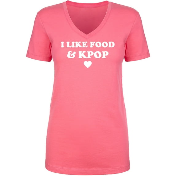 I Like Food & Kpop Womens V-Neck T-Shirt