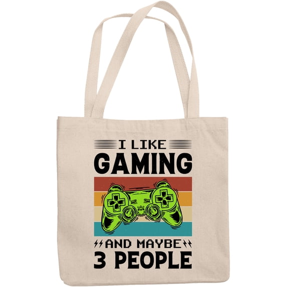 I Like Gaming and Maybe 3 People feat. a Video Game Controller, Introvert Gamer, 12oz Canvas Tote Bag