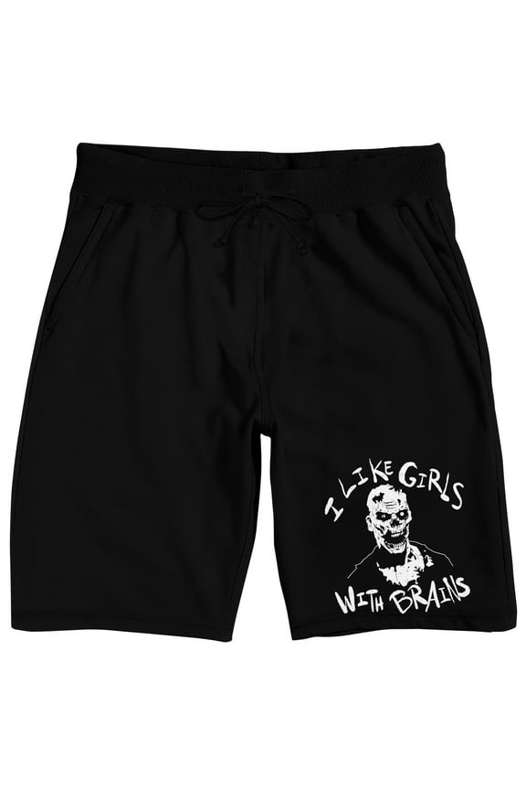 I Like Girls With Brains Zombie Men's Black Sleep Pajama Shorts-XXL
